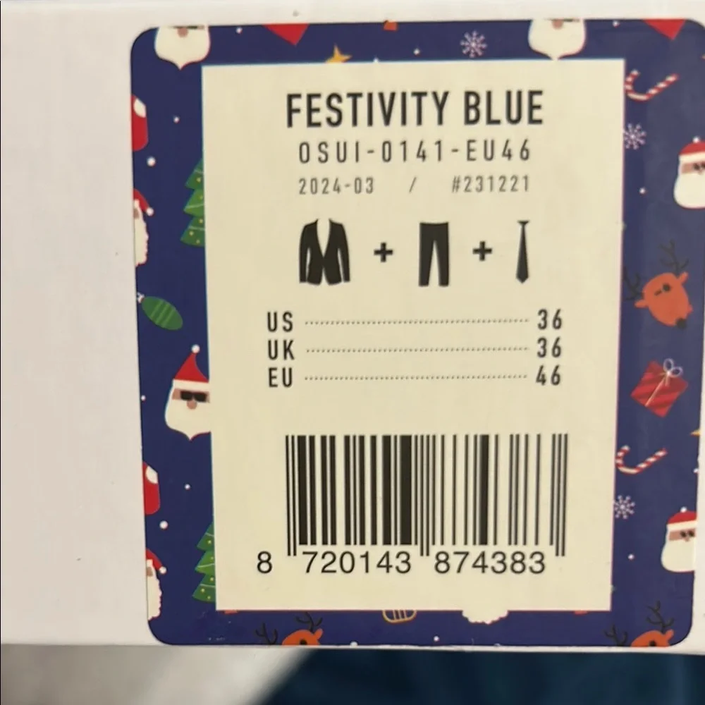 OppoSuits Holiday Blue Suit with Red Accents